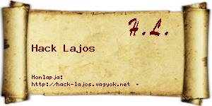 Hack Lajos névjegykártya